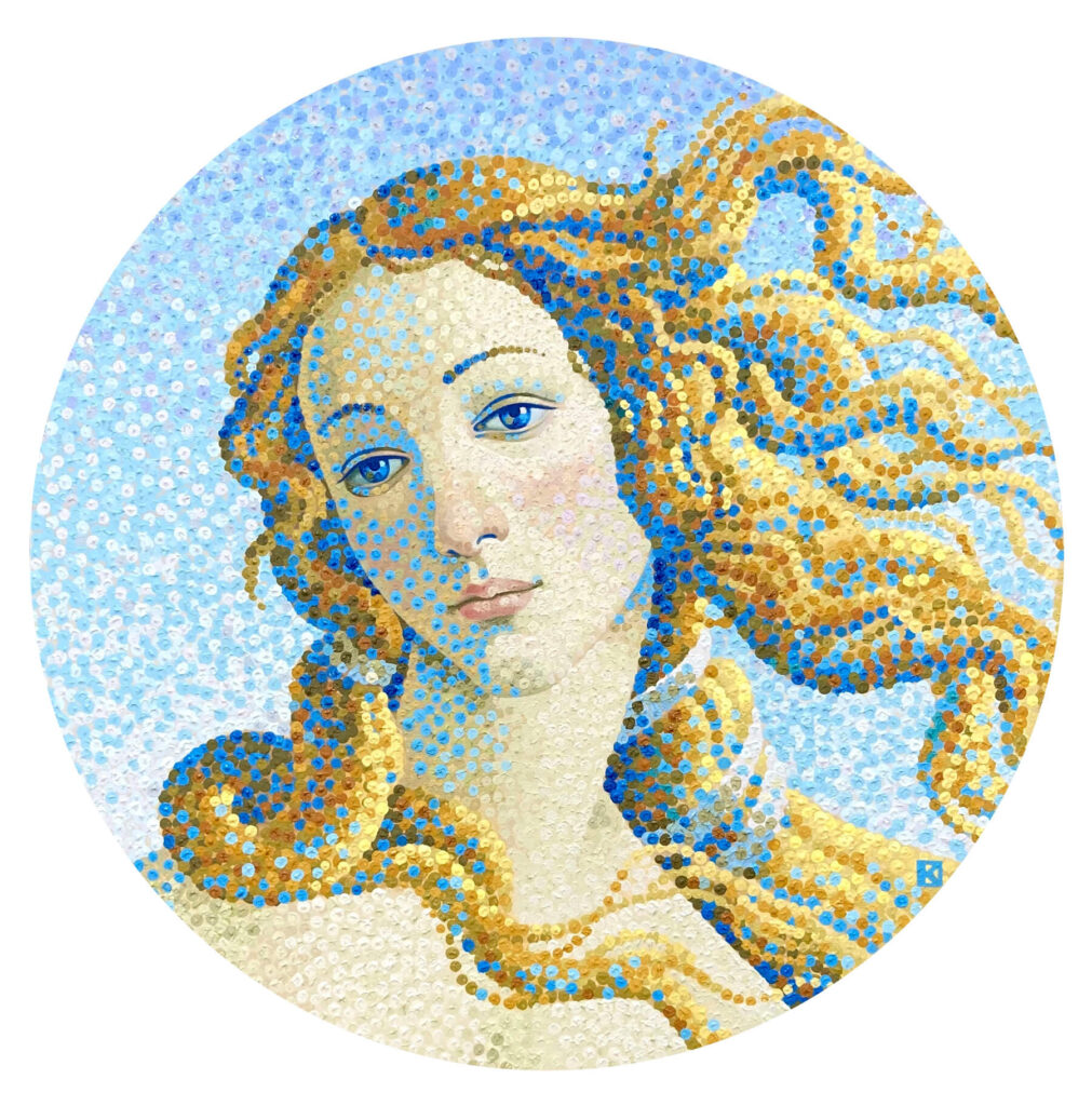 tribute to the Venere di Botticelli with the tecnique is of french pointillism